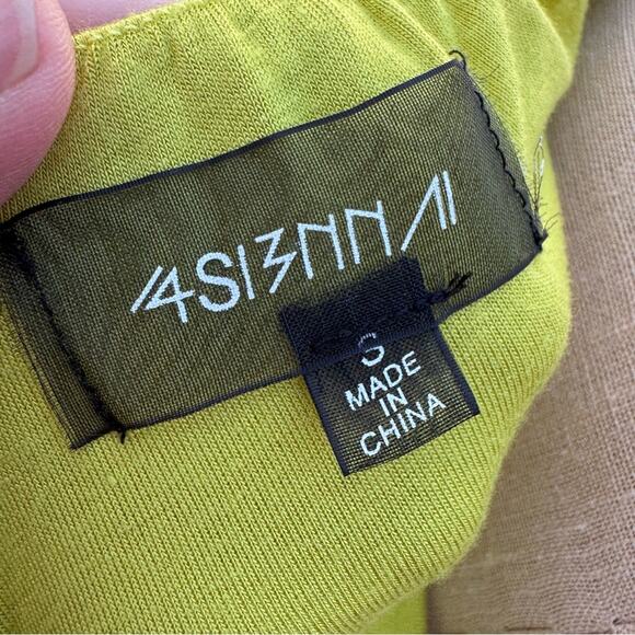 4si3nna Anthropologie Lime Green Floral Wrap Top Blouse Long Sleeve Size S - Picture 12 of 12